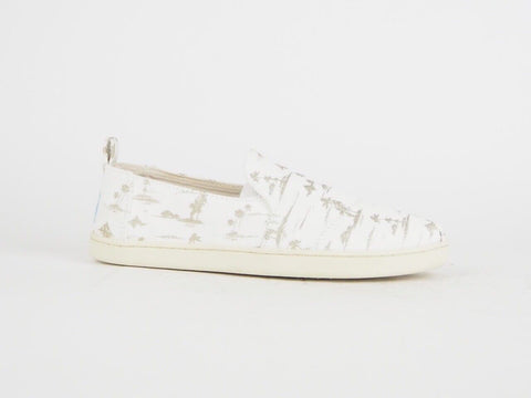 Womens Toms Deconstructed Alpargata White Gold Flats Slip On Trainers Uk 3.5