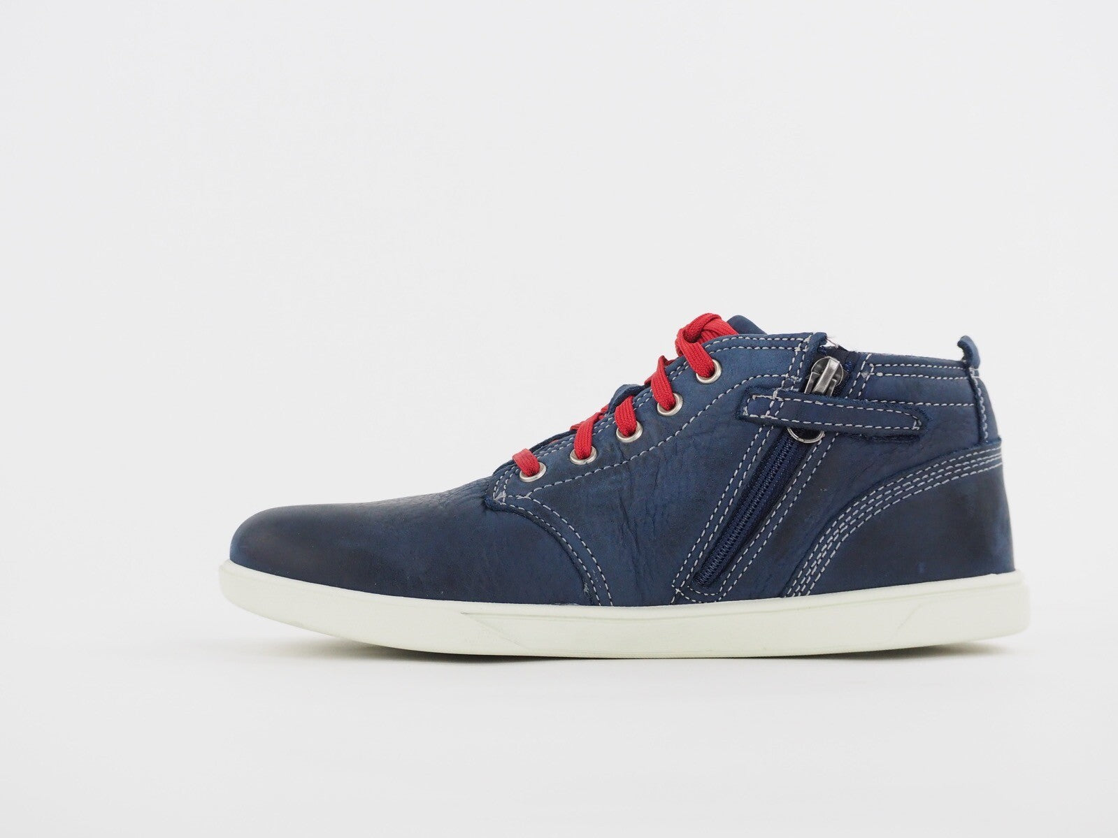 Juniors Boys Timberland Groveton 3291A Navy Leather Side Zip Shoes Chukka Boots