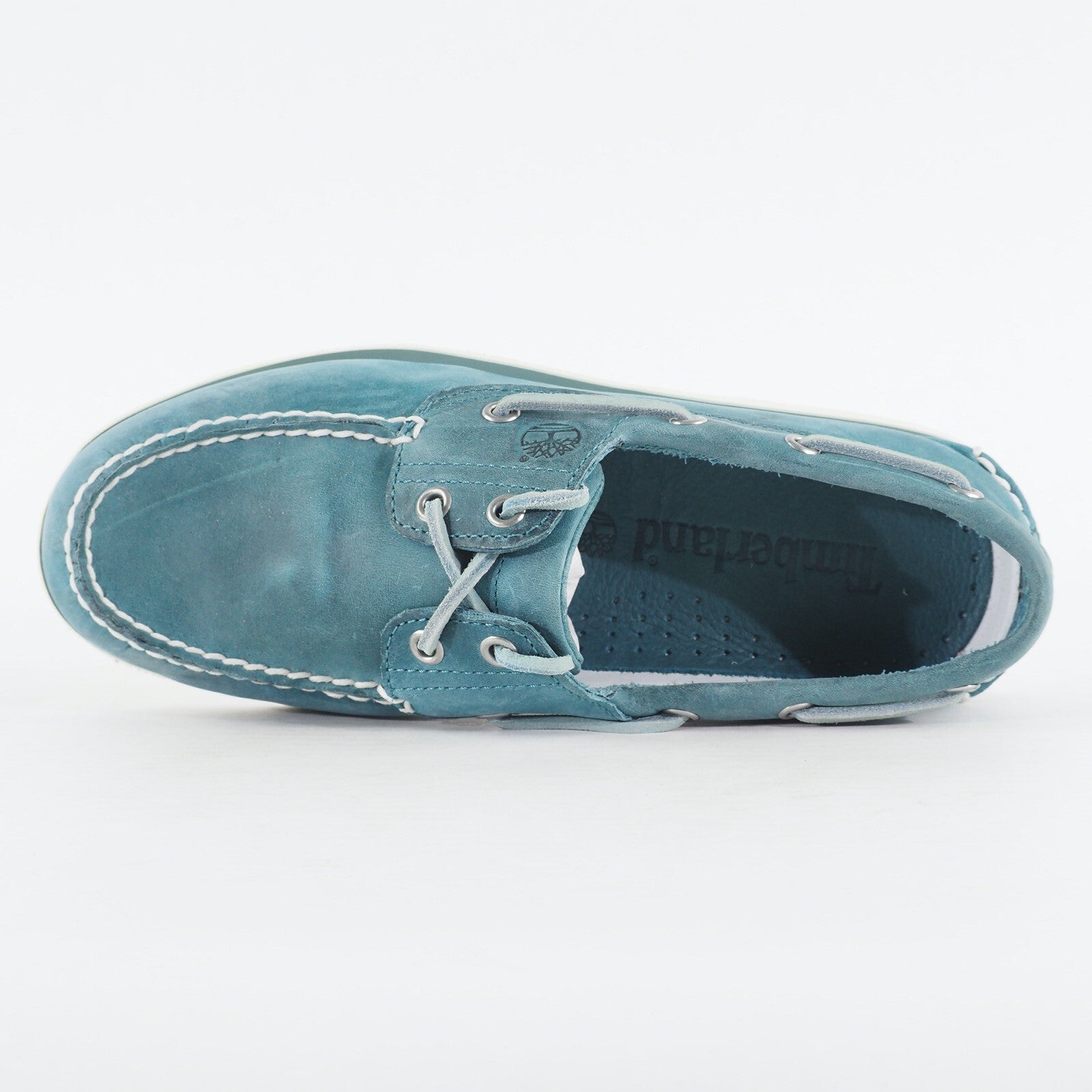 Mens Timberland Classic 2 Eye 29596 Teal Leather Lace Up Casual Boat Shoes
