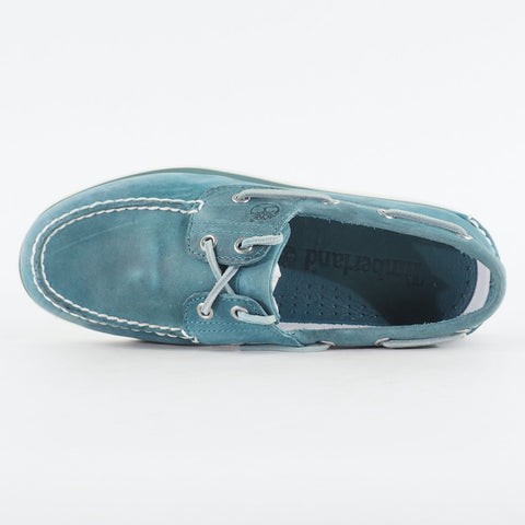 Mens Timberland Classic 2 Eye 29596 Teal Leather Lace Up Casual Boat Shoes
