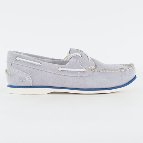 Womens Timberland EK Classic 8437B Medium Grey Leather Lace Up Casual Boat Shoes