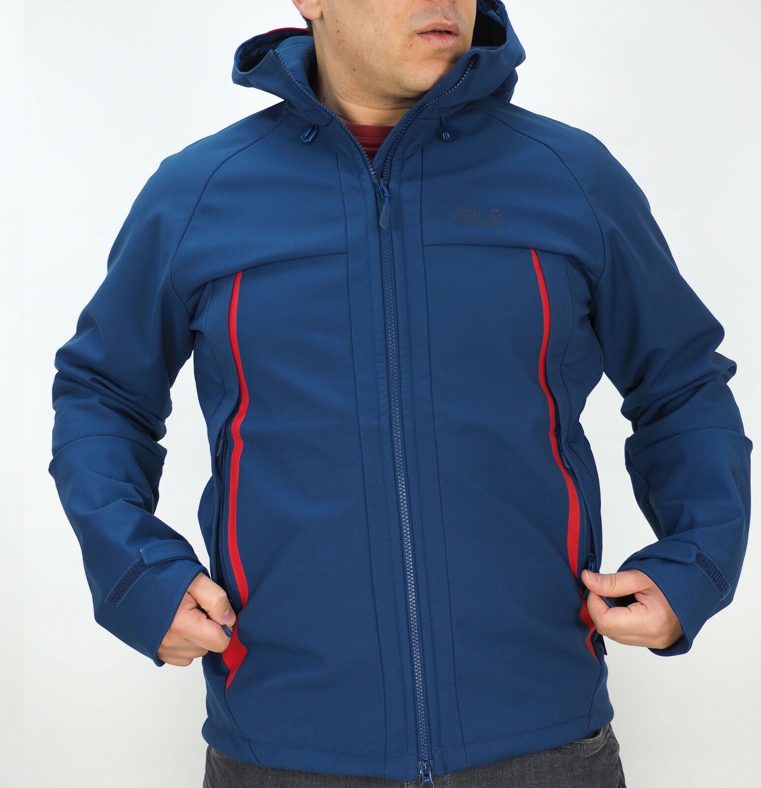 Mens Jack Wolfskin Sportiv Softshell 1306281 Dark Indigo Zip Up Windproof Jacket