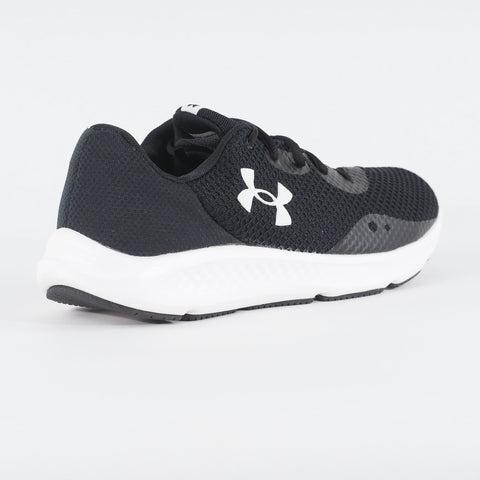 Mens Under Armour Charged Pursuit 3 Black Mesh Running Lace Up Sports Trainers