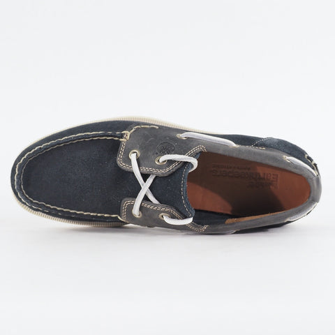 Mens Timberland Classic 2 Eyed 6507R Black Leather Lace Up Casual Boat Shoes