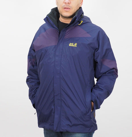 Mens Jack Wolfskin Uni 5006531 Evening Blue Breathable Warm Hooded Hiking Jacket