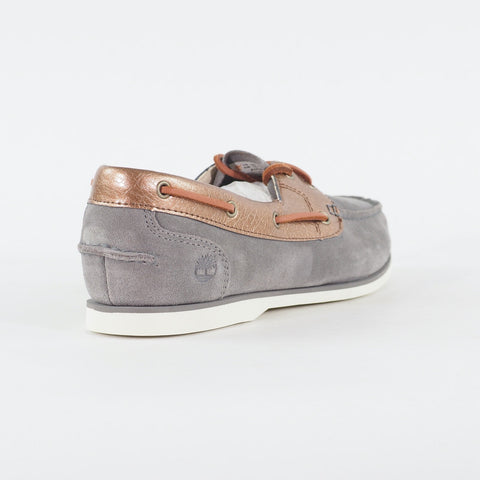 Womens Timberland Classic A1C2H Steeple Grey Leather Lace Up Casual Boat Shoes