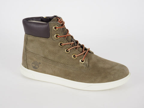 Boys Timberland Groveton 6 Inch A1625 Olive Leather Lace Up Winter Chukka Boots