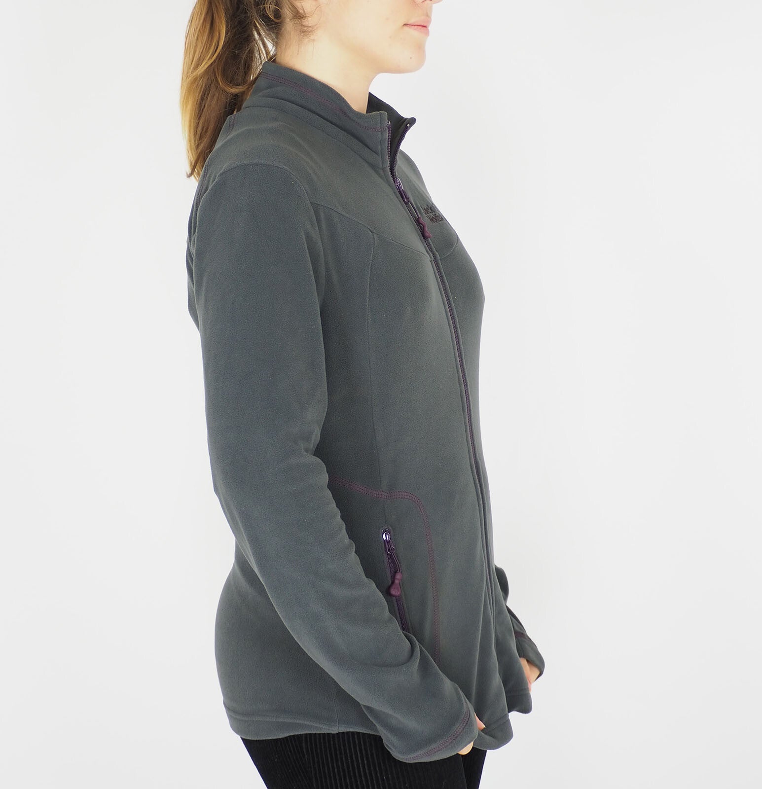 Womens Jack Wolfskin Performance 1701511 Dark Steel Zip Up Fleece Sweatshirt