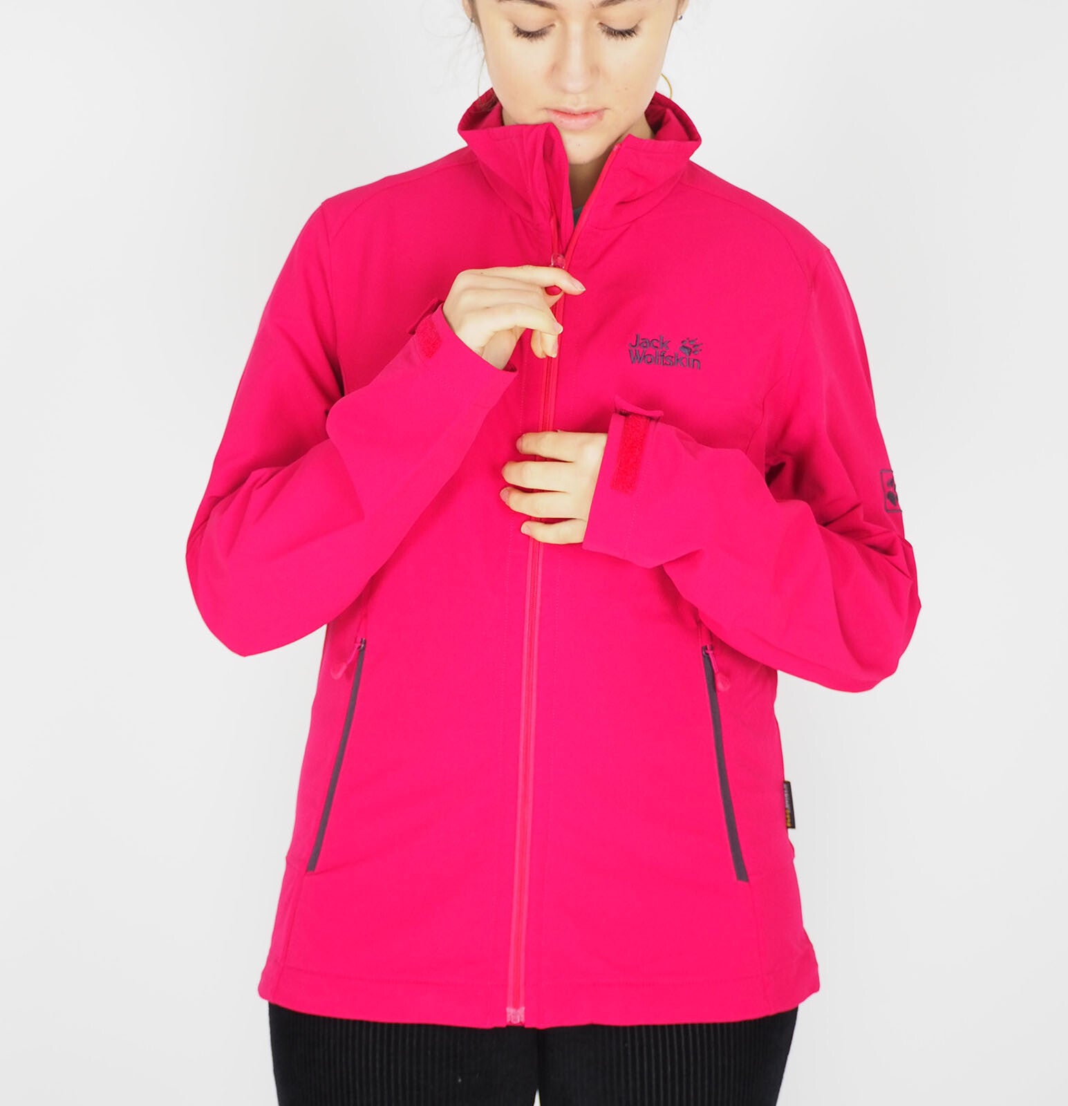 Womens Jack Wolfskin Easy Sonic 5002842 Zip Up Azalea Red Wind Resistant Jacket