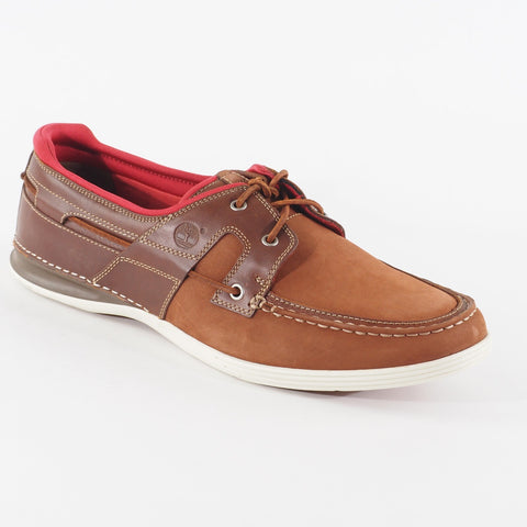 Mens Timberland Earthkeepers 2 Eye 5463A Tan Leather Lace Up Casual Boat Shoes