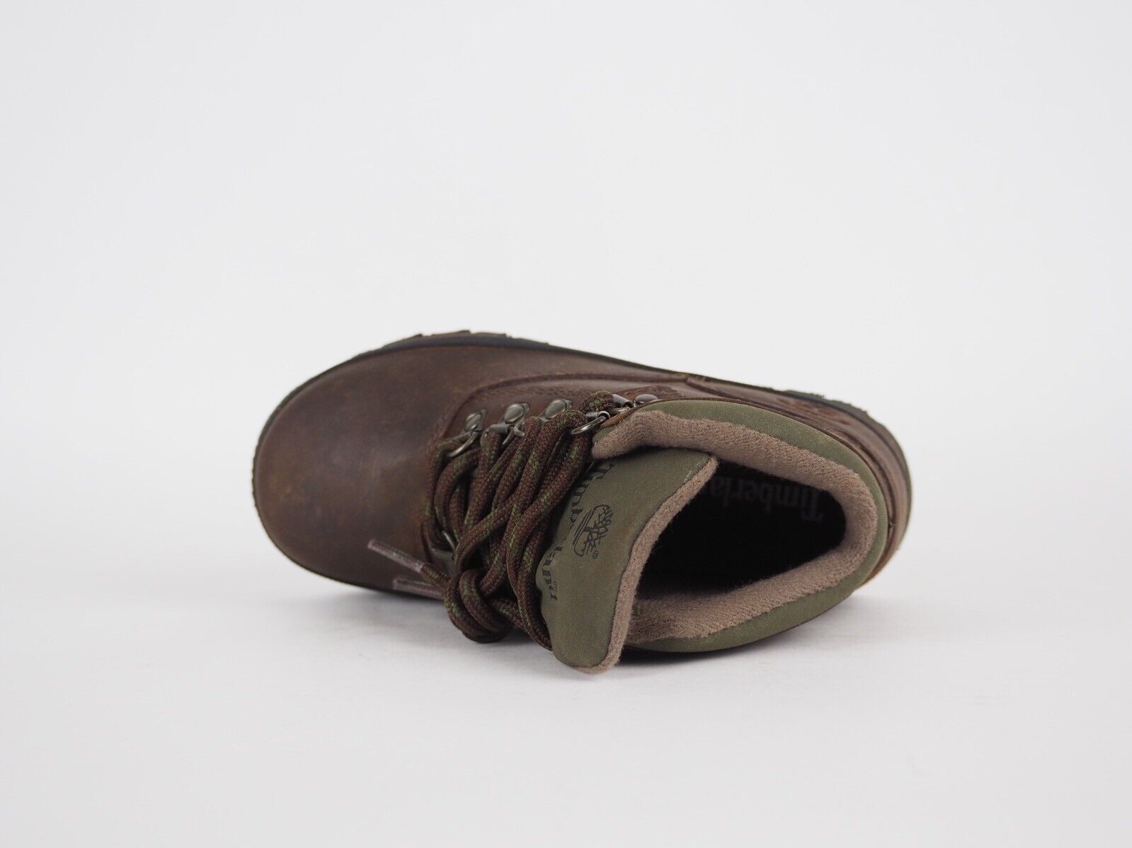 Infants Timberland Euro Hiker 95855 Dark Brown Leather Lace Up Baby Hiking Shoes