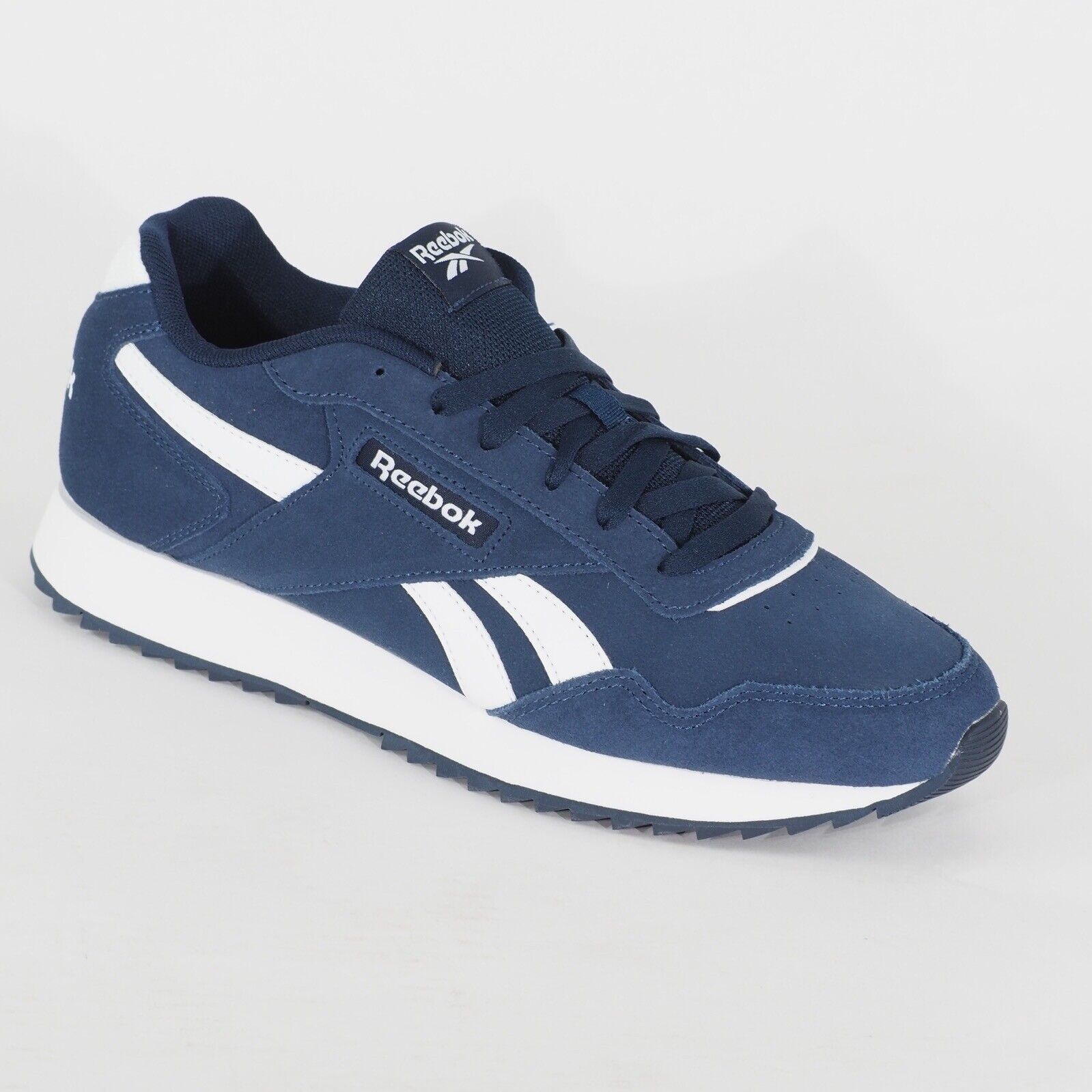 Mens Reebok Glide Ripple GZ5215 Navy Course A Pied Lace Up Suede Navy Trainers