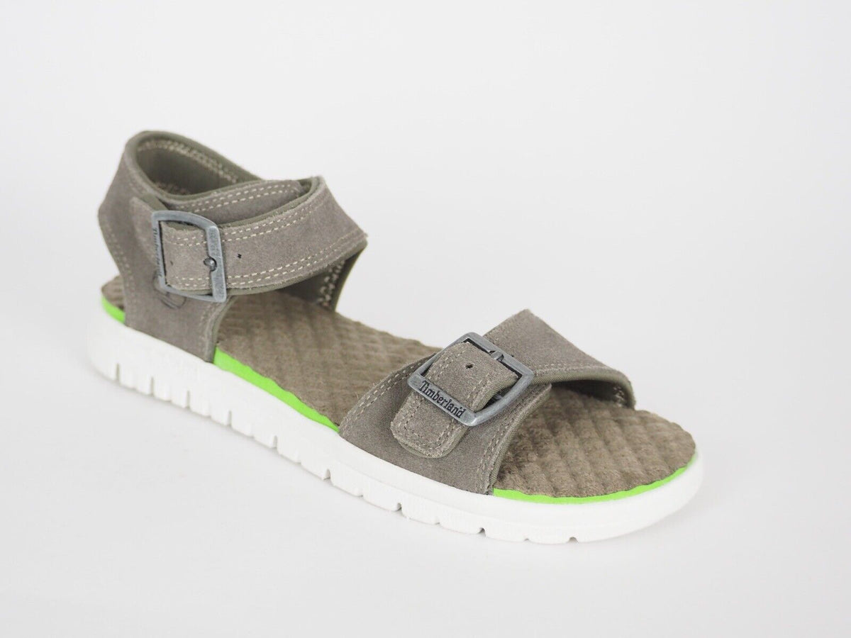 Womens Timberland Piermont A16GH Olive Leather 2 Strap Casual Summer Sandals