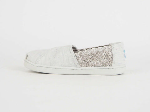 Girls Toms Classic Multi Grey Textile Flats Slip On Out Door Trainers Uk K10 - London Top Style
