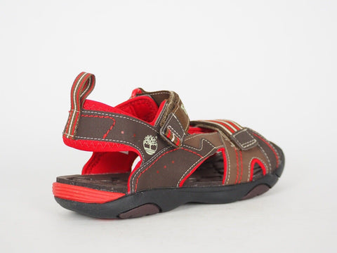 Boys Timberland Dunebuggy 2 Strap 3791R Brown Leather 2 Strap Summer Sandals