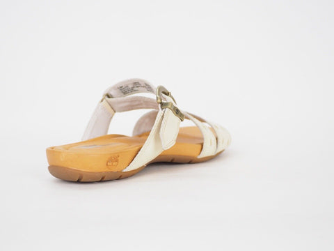 Womens Timberland Pleasant Bay 25638 White Leather Slider Casual Summer Slippers - London Top Style