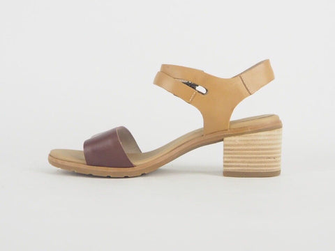 Womens Timberland EK Barnstead Double Buckle 8806A Leather Wheat Heels Sandals