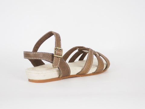 Womens Timberland EK Ankle Strap 8058R Brown Leather Casual Flat Summer Sandals
