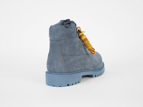 Juniors Timberland Premium 6 In A198X Blue Leather Kids Winter Warm Chukka Boots