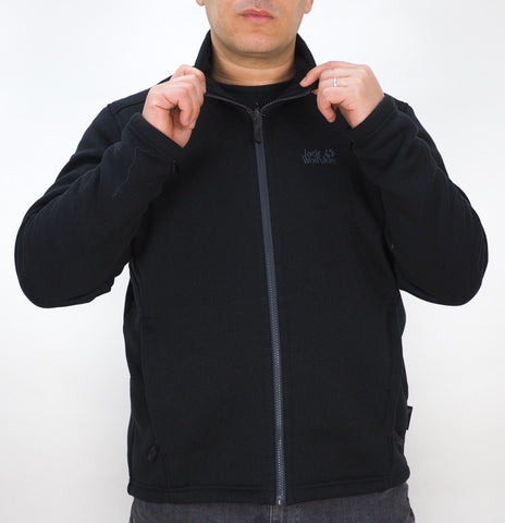 Mens Jack Wolfskin Kinga 5018691 Black Zip Up Warm Nanuk Fleece Sweatshirt - London Top Style
