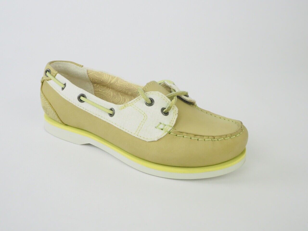 Womens Timberland Classic 2 Eye 27615 Green Leather Textile Boat Shoes