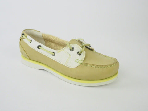 Womens Timberland Classic 2 Eye 27615 Green Leather Textile Boat Shoes