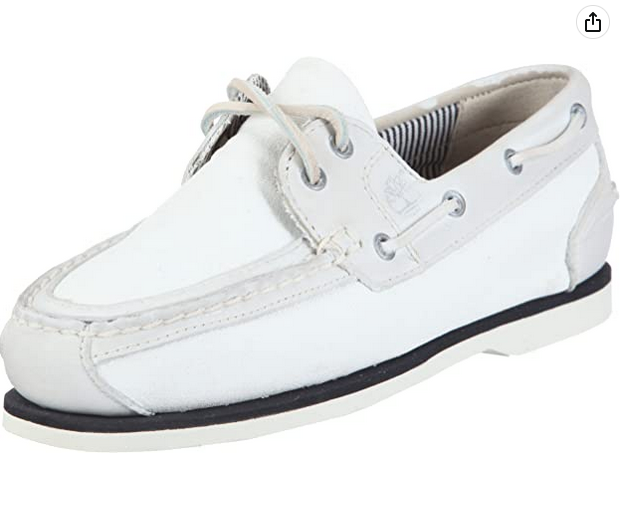Womens Timberland Classic 2 Eye 24674 White Fabric Boat Casual Ladies Shoes