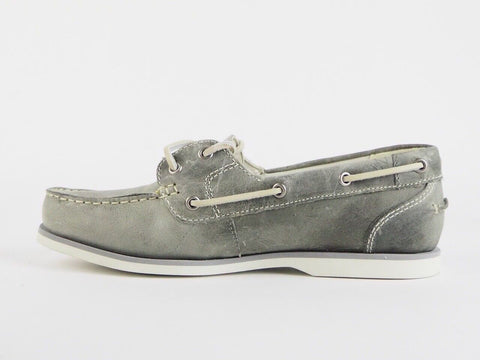 Womens Timberland Damen Amherst 2 Eyed  27618 Grey Leather Lace Up Boat Shoes - London Top Style