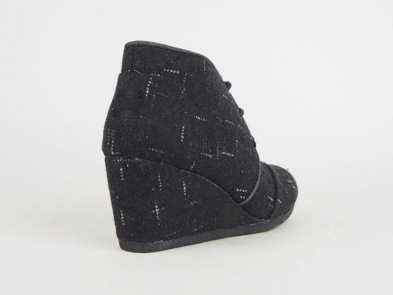 Girls Toms Desert Wedge Black Dotted Wool Lace Up Chukka Boot Uk 3.5 - London Top Style
