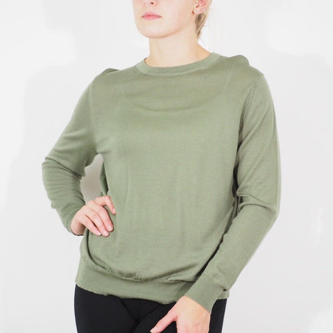 Womens Ex M&S Long Sleeve Top Green Extra Fine Merino Wool Casual Ladies Blouse
