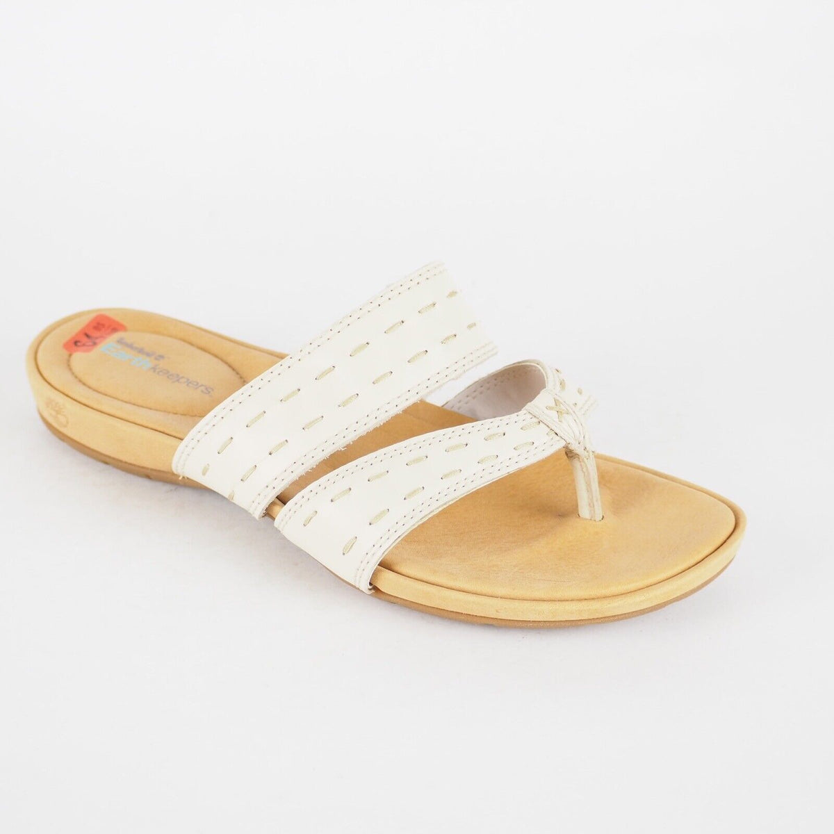 Womens Timberland Pleasant Bay 25634 White Leather Slip On Thong Sandals