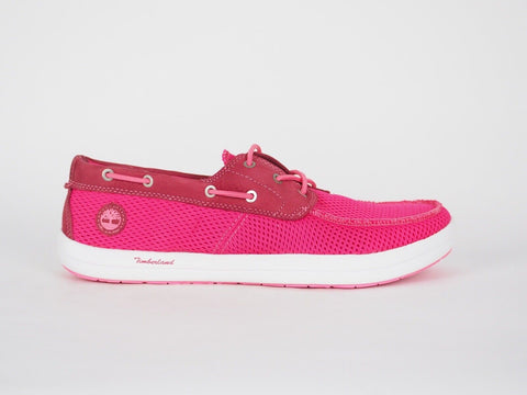 Womens Timberland EK Seneca 3730A Rose Red Leather Breathable Light Casual Shoes