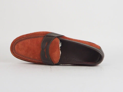 Mens Cole Haan Air Monroe Penny Rust Suede Pull On Casual Loafer Shoes