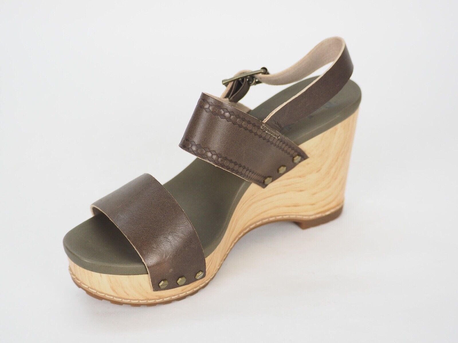 Womens Timberland Maracaibo 8136B Brown Leather Strap Platform Gladiator Sandals