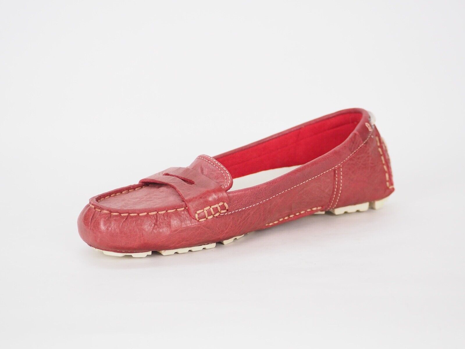 Womens Timberland Earthkeepers 27692 Red Leather Moccasins Casual Flats Shoes