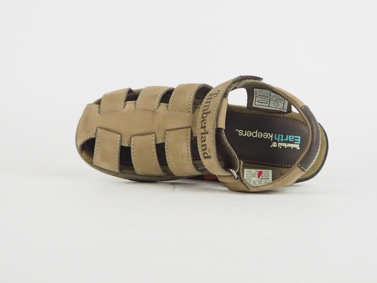 Juniors Timberland Oyster River 80983 Beige Leather Touch Fasten Casual Sandals