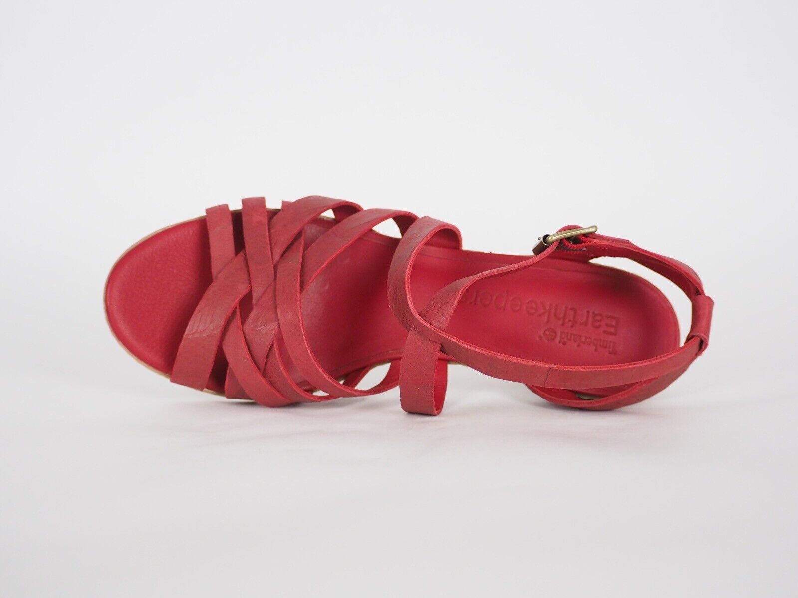 Womens Timberland EK 27690 Red Leather High Heel Summer Casual Strappy Sandals