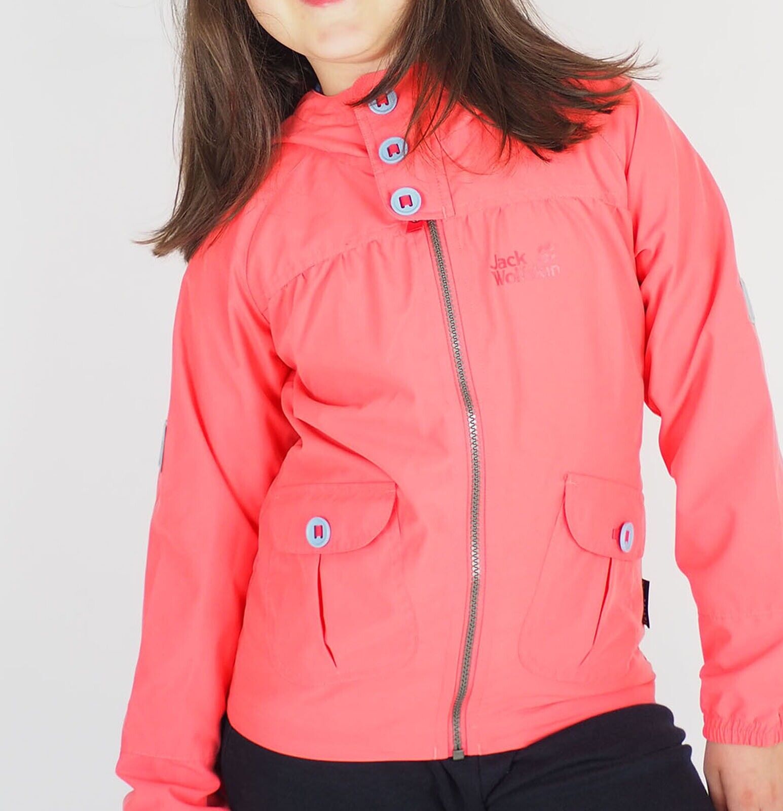Girls Jack Wolfskin Stormwalk 1603651 Grapefruit Windproof Jacket - London Top Style