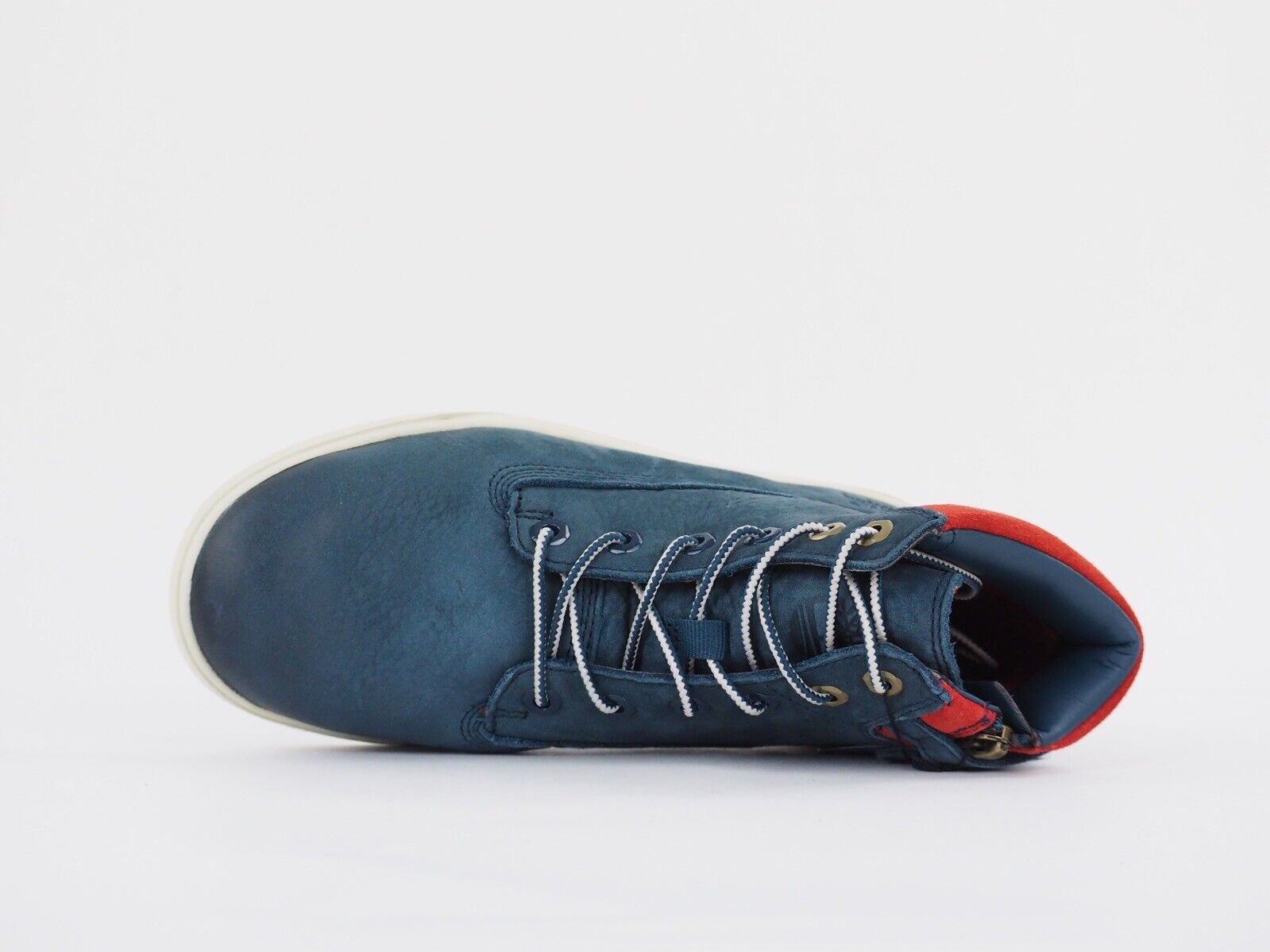 Boys Timberland Groveton A18K9 Blue Leather Side Zip Trainers Kids Chukka Boots
