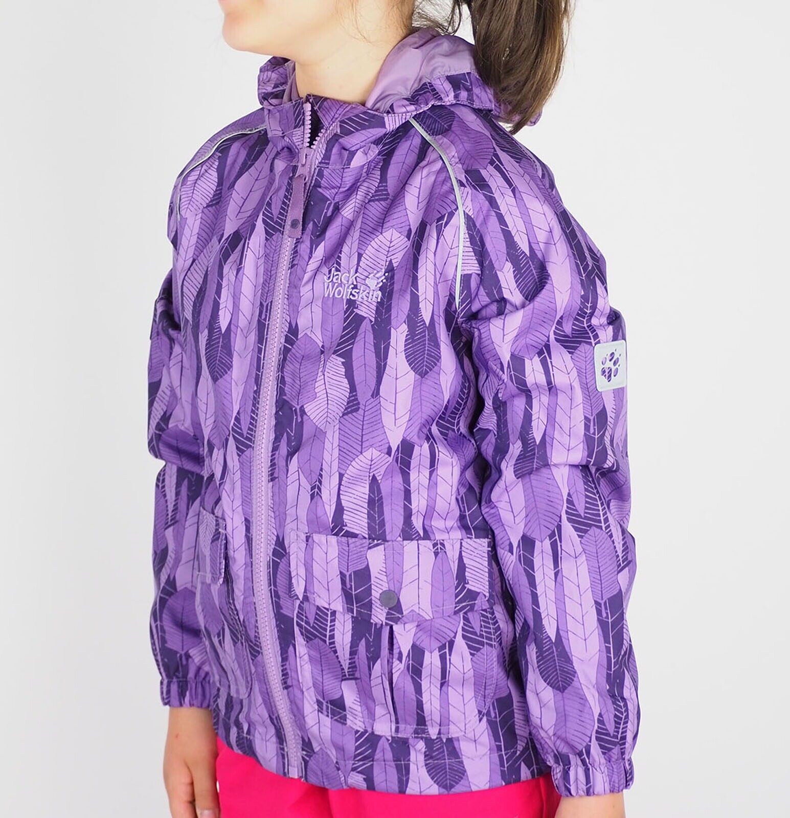 Girls Jack Wolfskin Conkers 1603602 Wisteria All Over Print Waterproof Jacket - London Top Style