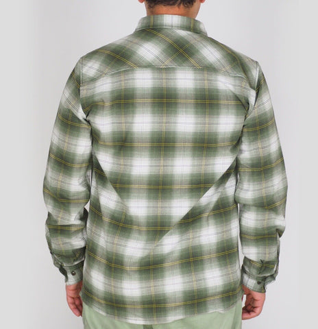 Mens Jack Wolfskin Light Valley 1402741 Pinewood Checks Long Sleeved Shirt - London Top Style