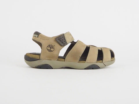 Juniors Timberland Oyster River 80983 Beige Leather Touch Fasten Casual Sandals
