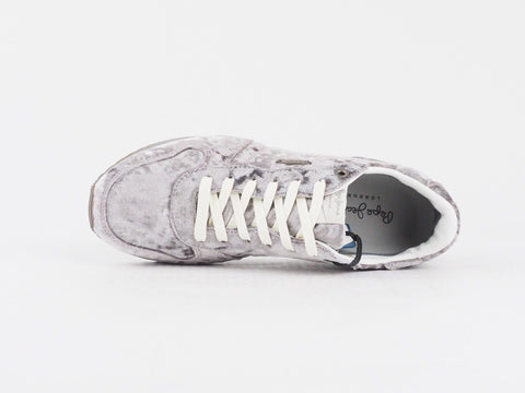 Womens Pepe Jeans Gable PLS30726 Velvet Grey Lace Up Walking Casual Trainers