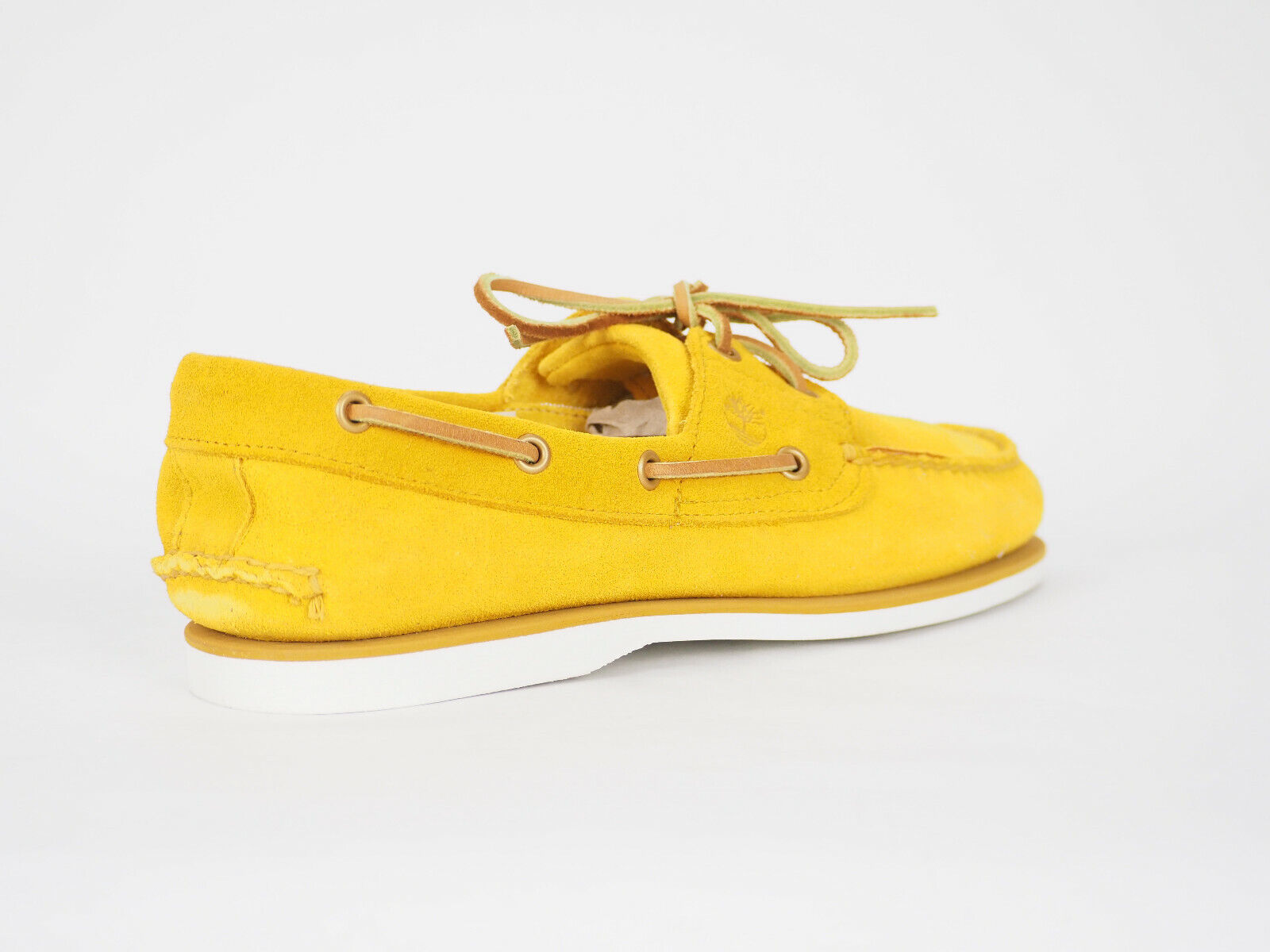 Mens Timberland Classic 2 Eye Leather 42571 Yellow Lace Up Casual Boat Shoes