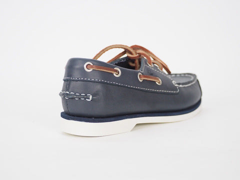 Boys Timberland Classic 85838 Blue Leather 2 Eye Lace Up Casual Kids Boat Shoes