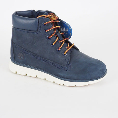 Boys Timberland Killington 6 Inch A19WD Navy Leather Zip Up Laced Boots