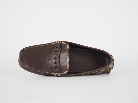 Womens Timberland Links Driver 63623 Dk Brown Leather Slip On Loafer Shoes - London Top Style