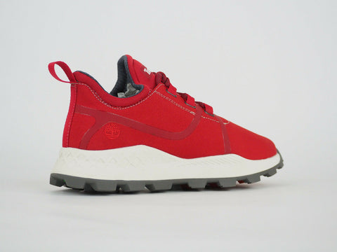 Mens Timberland Brooklyn Oxford A1Z14 Red Textile Lace Walking Hiking Trainers - London Top Style