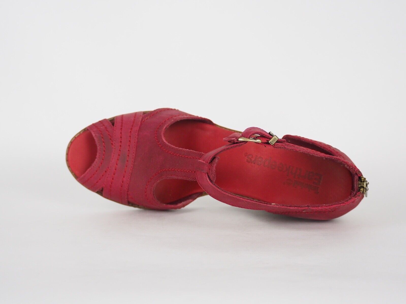 Womens Timberland EK Masln 3445R Red Open Toe Summer Platform Widge Heel Sandals