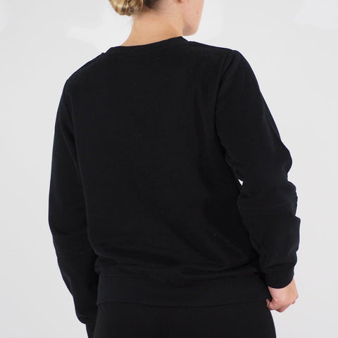 Womens Ex M&S Long Sleeve Top Black Round Neck Ladies Casual Cotton Rich Jumper